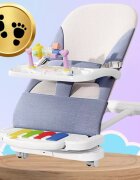 NICEkids Balansoar pentru copii pliabil cu roti si pian detasabil 3 nivele de inclinare tavita detasabila Jucarii interactive atasate 40 x 68 x 67 cm Blue