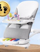 NICEkids Balansoar pentru copii pliabil cu roti si pian detasabil 3 nivele de inclinare tavita detasabila Jucarii interactive atasate 40 x 68 x 67 cm Grey