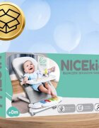 NICEkids Balansoar pentru copii pliabil cu roti si pian detasabil 3 nivele de inclinare tavita detasabila Jucarii interactive atasate 40 x 68 x 67 cm Grey