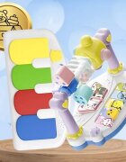 NICEkids Balansoar pentru copii pliabil cu roti si pian detasabil 3 nivele de inclinare tavita detasabila Jucarii interactive atasate 40 x 68 x 67 cm Grey