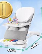 NICEkids Balansoar pentru copii pliabil cu roti si pian detasabil 3 nivele de inclinare tavita detasabila Jucarii interactive atasate 40 x 68 x 67 cm Grey