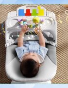 NICEkids Balansoar pentru copii pliabil cu roti si pian detasabil 3 nivele de inclinare tavita detasabila Jucarii interactive atasate 40 x 68 x 67 cm Grey