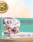 NICEkids Balansoar pentru copii pliabil cu roti si pian detasabil 3 nivele de inclinare tavita detasabila Jucarii interactive atasate 40 x 68 x 67 cm Pink