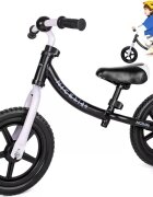 NICEkids Bicicleta copii fara pedale Nice Kids White Black 12 inch roti din spuma eva greutate redusa scaun si ghidon reglabile pe inaltime roti cu rulmenti
