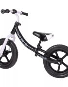 NICEkids Bicicleta copii fara pedale Nice Kids White Black 12 inch roti din spuma eva greutate redusa scaun si ghidon reglabile pe inaltime roti cu rulmenti
