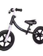 NICEkids Bicicleta copii fara pedale Nice Kids White Black 12 inch roti din spuma eva greutate redusa scaun si ghidon reglabile pe inaltime roti cu rulmenti