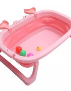 NICEkids Cadita pliabila cu picioare antiderapante Pink Crab