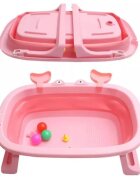 NICEkids Cadita pliabila cu picioare antiderapante Pink Crab