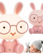 NICEkids Lampa de veghe pentru copii Iepuras Pink 23 cm