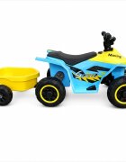 Nichiduta Atv electric cu remorca Mooving Speed BlueYellow roti rezistente remorca detasabila acumulator 6V4.5Ah motor 35w suport picioare