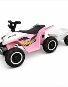 Nichiduta Atv electric cu remorca Mooving Speed PinkWhite roti rezistente remorca detasabila acumulator 6V4.5Ah motor 35w suport picioare