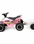 Nichiduta Atv electric cu remorca Mooving Speed PinkWhite roti rezistente remorca detasabila acumulator 6V4.5Ah motor 35w suport picioare