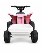 Nichiduta Atv electric cu remorca Mooving Speed PinkWhite roti rezistente remorca detasabila acumulator 6V4.5Ah motor 35w suport picioare