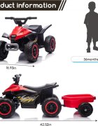 Nichiduta Atv electric cu remorca Mooving Speed Red roti rezistente remorca detasabila acumulator 6V4.5Ah motor 35w suport picioare
