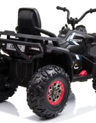 Nichiduta Atv electric pentru copii Desert 90W Black Acumulator 12V 7Ah Telecomanda 2.4G Roti din cauciuc EVA Pornire la buton Unitate audio cu muzica si display SuspensiiSpatar inalt