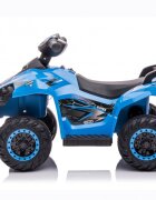 Nichiduta Atv electric pentru copii Power X Speed Blue2 motoare acumulator 12V 4.5Ahroti rezistentesuport picioare manere ergonomiceefecte sonorefaruri cu lumini ledpornire la butonpedala acceleratie