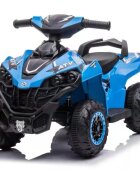 Nichiduta Atv electric pentru copii Power X Speed Blue2 motoare acumulator 12V 4.5Ahroti rezistentesuport picioare manere ergonomiceefecte sonorefaruri cu lumini ledpornire la butonpedala acceleratie