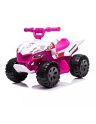 Nichiduta Atv electric pentru copii Ready Go PinkWhite 35W Acumulator 6V 4.5Ah Pornire la butonSezut ergonomic Suport picioare