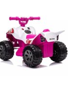 Nichiduta Atv electric pentru copii Ready Go PinkWhite 35W Acumulator 6V 4.5Ah Pornire la butonSezut ergonomic Suport picioare