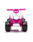 Nichiduta Atv electric pentru copii Ready Go PinkWhite 35W Acumulator 6V 4.5Ah Pornire la butonSezut ergonomic Suport picioare