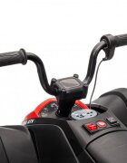 Nichiduta Atv electric pentru copii SuperMax Red cu echipare premiumacumulator 24Vmotor 2x65wacceleratie pe ghidon benzi luminoase integrate pe caroserie usbbluetooth incarcator inclus