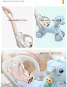 Nichiduta Balansoar 3 in 1 cu maner parental Unicorn Blue