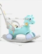 Nichiduta Balansoar 3 in 1 cu maner parental Unicorn Blue