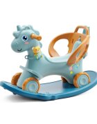 Nichiduta Balansoar 3 in 1 cu maner parental Unicorn Blue