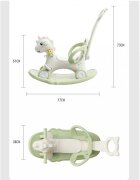 Nichiduta Balansoar 3 in 1 cu maner parental Unicorn Green