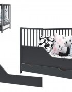 Nichiduta Bariera de protectie pentru patut din lemn 120x60 cm Antracyt