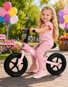 Nichiduta Bicicleta de echilibru pentru copii Pink Dream Roz Pastel cadru rezistent din otel sezut reglabil pe verticala roti de 12 inch din spuma EVA