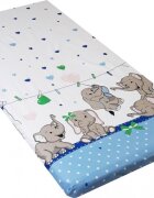 Nichiduta Cearceaf din bumbac cu elastic 120x60 cm Funny Elephants Blue