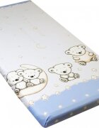 Nichiduta Cearceaf din bumbac cu elastic 120x60 cm Teddy on the Moon Blue