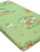 Nichiduta Cearceaf din bumbac cu elastic 120x60 Ursuletul somnoros verde