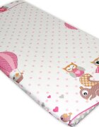 Nichiduta Cearceaf din bumbac cu elastic Owls roz