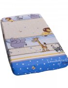 Nichiduta Cearceaf din bumbac cu elastic Safari Blue 120x60 cm