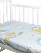 Nichiduta Cearceaf din bumbac cu elastic Ursuletul somnoros Albastru 120x60 cm