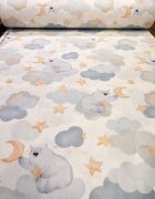 Nichiduta Cearsaf pentru pat copii Bear cloud blue 120x60 cm din bumbac cu banda elastica roata