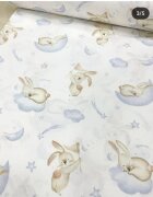 Nichiduta Cearsaf pentru pat copii Blue bunny 120x60 cm din bumbac cu banda elastica roata