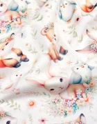 Nichiduta Cearsaf pentru pat copii Bunnies 120x60 cm din bumbac cu banda elastica roata