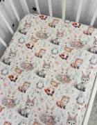 Nichiduta Cearsaf pentru pat copii Bunnies 120x60 cm din bumbac cu banda elastica roata