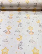Nichiduta Cearsaf pentru pat copii Bunny with moon and stars 120x60 cm din bumbac cu banda elastica roata