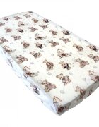 Nichiduta Cearsaf pentru pat copii Grey bear 120x60 cm din bumbac cu banda elastica roata