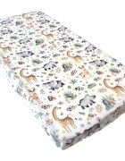 Nichiduta Cearsaf pentru pat copii Jungle 120x60 cm din bumbac cu banda elastica roata