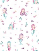 Nichiduta Cearsaf pentru pat copii Mermaids 120x60 cm din bumbac cu banda elastica roata