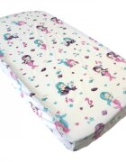 Nichiduta Cearsaf pentru pat copii Mermaids 120x60 cm din bumbac cu banda elastica roata