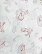 Nichiduta Cearsaf pentru pat copii Pink bunny 120x60 cm din bumbac cu banda elastica roata