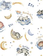 Nichiduta Cearsaf pentru pat copii Sleep in the clouds 120x60 cm din bumbac cu banda elastica roata