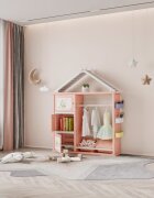 Nichiduta Dulap organizator pentru copii cu 4 cutii Happy House Pink