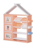 Nichiduta Dulap organizator pentru copii cu 4 cutii Happy House Pink